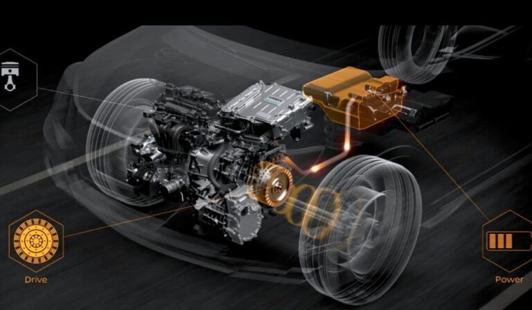 Nissan E-POWER combina un motor eléctrico para impulsar el vehículo y un motor a gasolina para alimentar la batería
